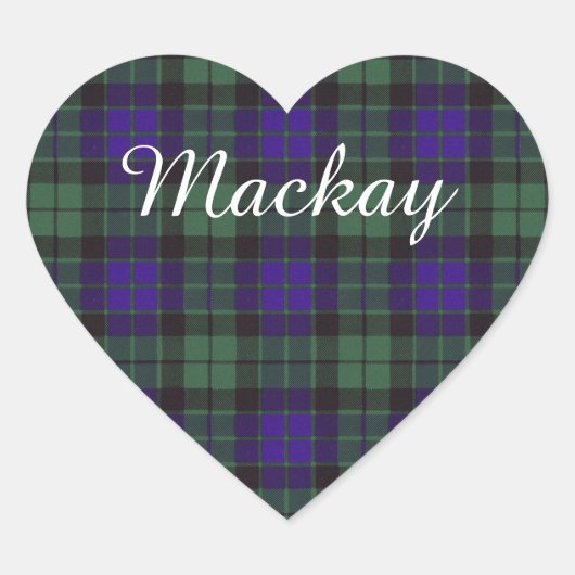 Mackay Clan Kariert schottischer Tartan Herz-Aufkleber (Vorderseite)