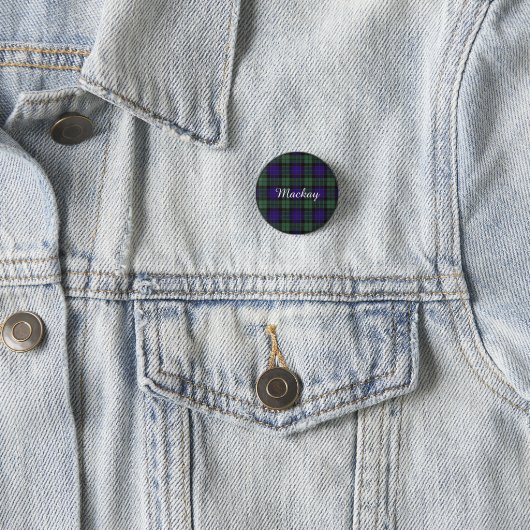 Mackay Clan karierter schottischer Tartan Button (Beispiel)