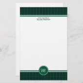 MacKay Clan Tartan Green Scottish Kariert Monogram Briefpapier (Vorne/Hinten)