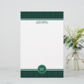 MacKay Clan Tartan Green Scottish Kariert Monogram Briefpapier (Stehend Vorderseite)