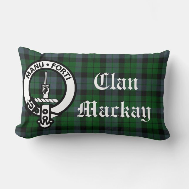 Mackay Crest Badge and Tartan Lendenkissen (Vorderseite)