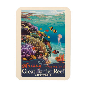 Mackay Great Barrier Reef Reise Kunst Vintage Magnet