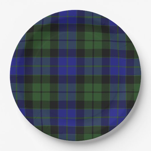 MacKay Green Scottish Clan Tartan Kariert Pappteller (Vorderseite)