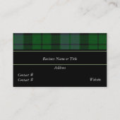 MacKay Scottish Tartan Kariert Business Card Visitenkarte (Rückseite)