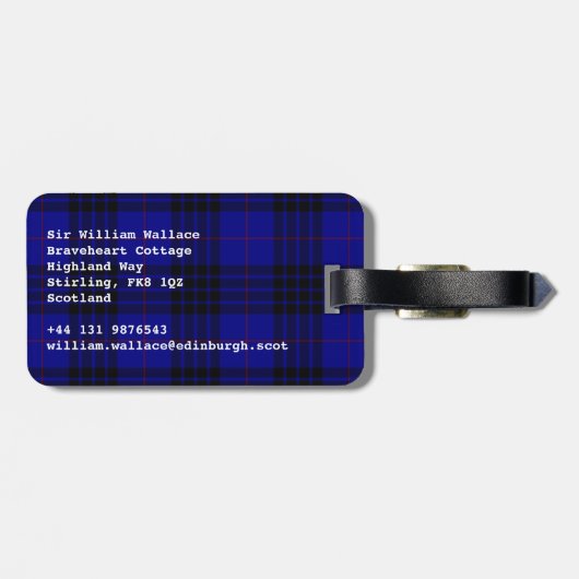 MacKay Tartan Blau kariert Gepäckanhänger (Rückseite horizontal)