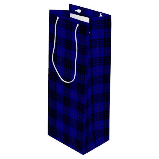 MacKay Tartan Blau kariert Geschenktüte Für Weinflaschen (Vorderseite Schrägansicht)