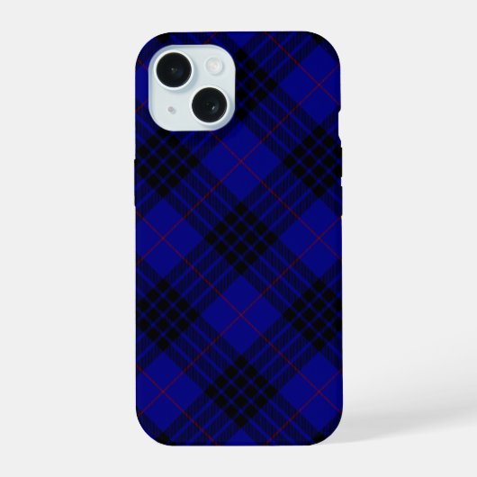 MacKay Tartan Blau kariert iPhone 15 Hülle (Rückseite)