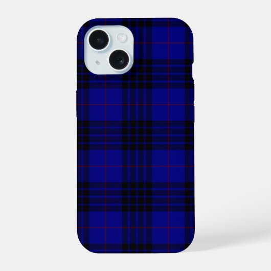 MacKay Tartan Blau kariert iPhone 15 Hülle (Rückseite)