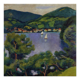 Macke-Ansicht des Vintagen Augusts vom Tegernsee Poster