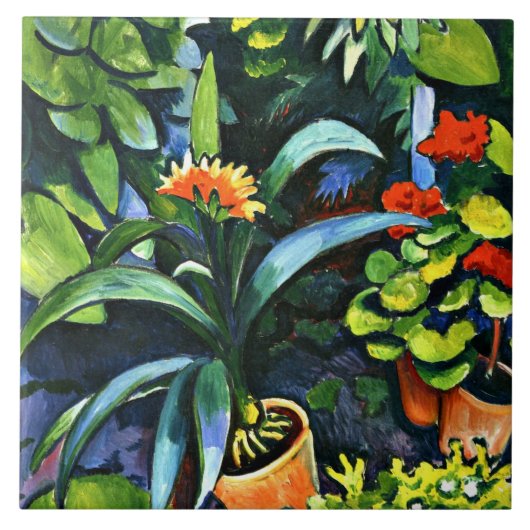 Macke - Blume im Garten Fliese (Vorderseite)