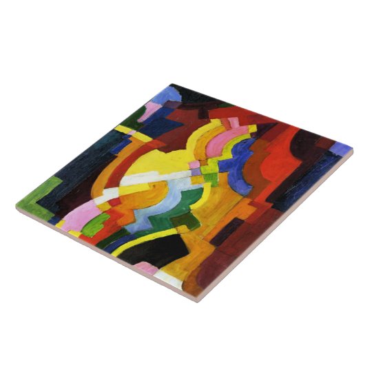 Macke - Farbige formen III, abstrakte Kunstwerke Fliese (Seite)