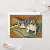 Macke - Katze auf dem grünen Kissen, Karte (Vorderseite/Rückseite Beispiel)