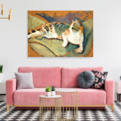 Macke - Katze auf dem grünen Kissen Leinwanddruck (Insitu (Wohnzimmer))