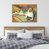 Macke - Katze auf dem grünen Kissen Leinwanddruck (Insitu (Schlafzimmer))