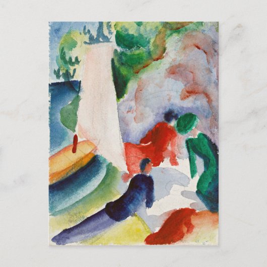 Macke - Picnic am Strand Postkarte (Vorderseite)