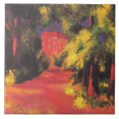 Macke - Rotes Haus in Park, Fliese (Vorderseite)