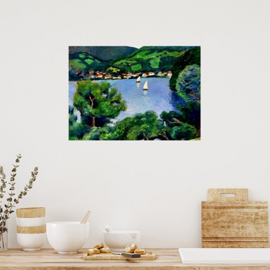 Macke - Sicht auf den Tegernsee Poster (Küche)