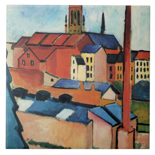 Macke - St. Mary's with Houses and Chimney (Bonn) Fliese (Vorderseite)