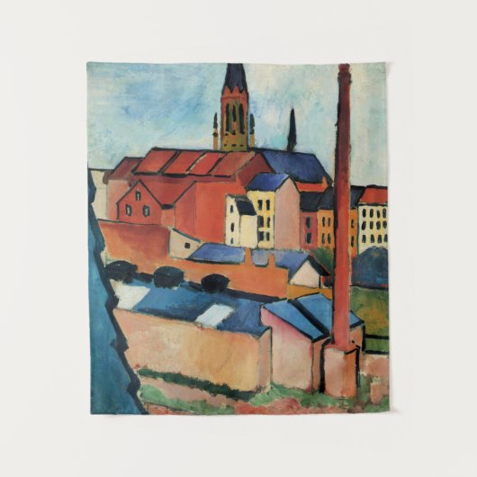 Macke - St. Mary's with Houses and Chimney (Bonn) Wandteppich (Vorderseite)