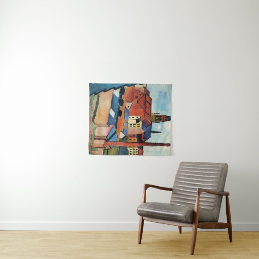 Macke - St. Mary's with Houses and Chimney (Bonn) Wandteppich (Beispiel (Horizontal))