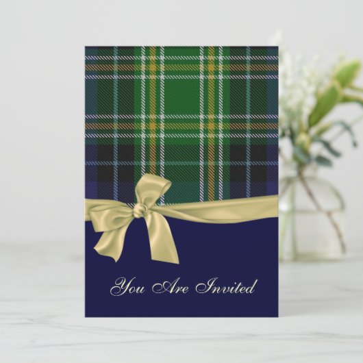 MacKellar Karierte Hochzeit Probe Dinner Einladung (Stehend Vorderseite)