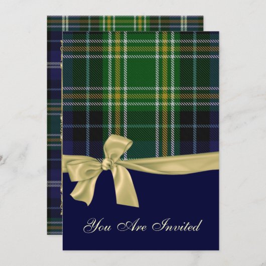 MacKellar Karierte Hochzeit Probe Dinner Einladung (Vorne/Hinten)