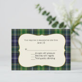 MacKellar Tartan Karierte Wedding RSVP Card Karte (Stehend Vorderseite)