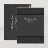 Mackenzie #2 Black Damask Chic Bow Card Postkarte (Vorne/Hinten)