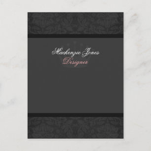 Mackenzie #2 Black Damask Chic Bow Card Postkarte