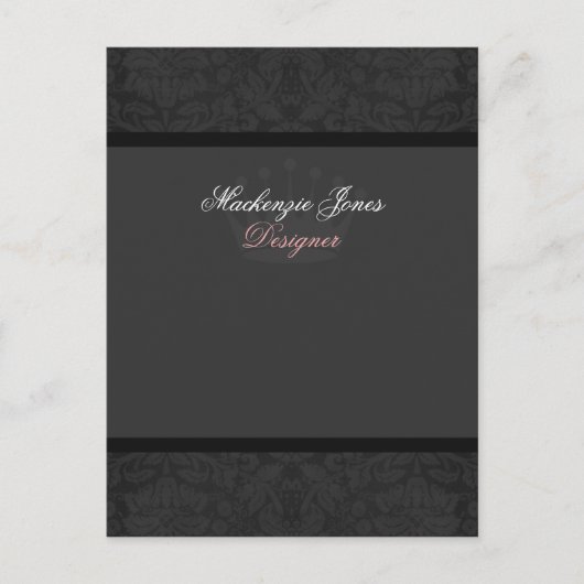 Mackenzie #2 Black Damask Chic Bow Card Postkarte (Vorderseite)