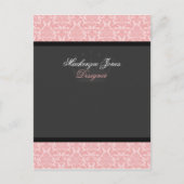 Mackenzie #2 Pink & Black Damask Chic Bow Card Postkarte (Vorderseite)