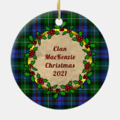MacKenzie Abzeichen & Tartan Personalisierte Weihn Keramik Ornament (Hinten)