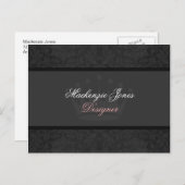 Mackenzie Black Damask Chic Postcard Postkarte (Vorne/Hinten)