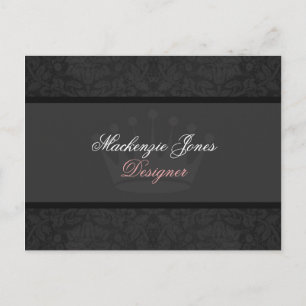 Mackenzie Black Damask Chic Postcard Postkarte