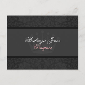 Mackenzie Black Damask Chic Postcard Postkarte