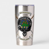 Mackenzie Clan Abzeichen Tartan & Schwerter Thermobecher (Vorderseite)