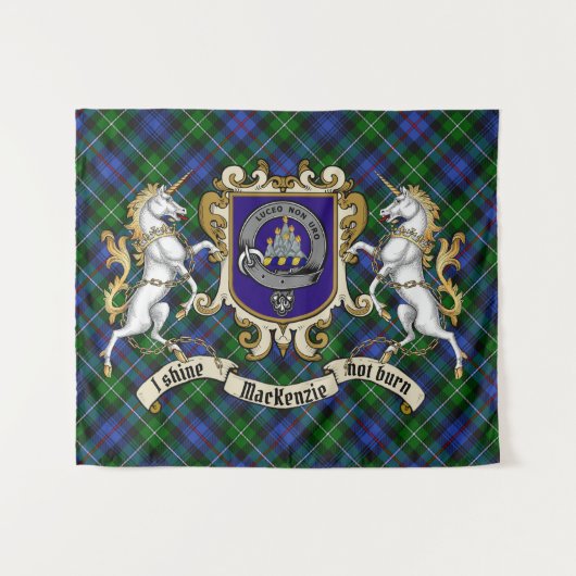 MacKenzie Clan Abzeichen & Unicorns w/Tartan Wandteppich (Vorderseite (Horizontal))