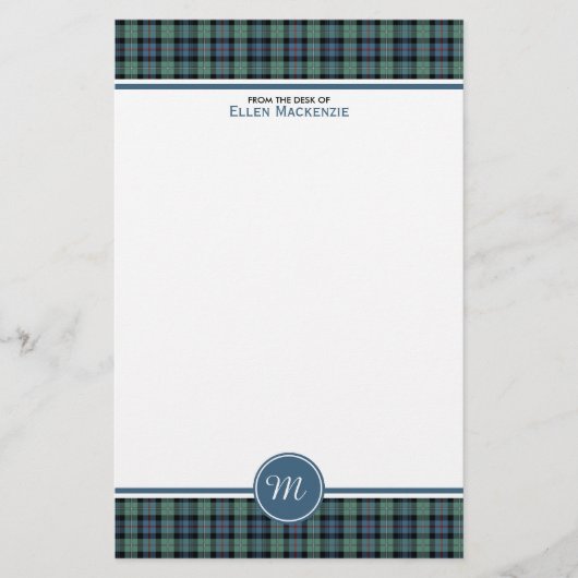 Mackenzie-Clan Ancient Tartan Monogramm-Papier Briefpapier (Vorderseite)