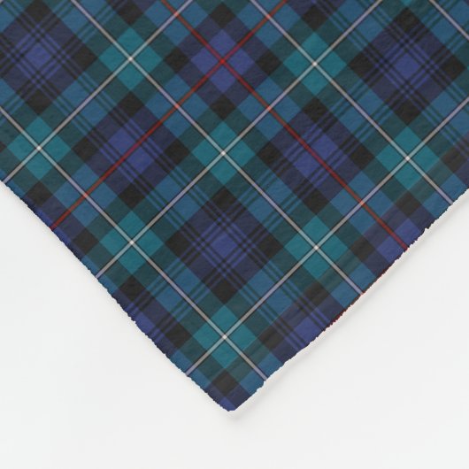 Mackenzie Clan Blue und Türkis Moderner Tartan Fleecedecke (Ecke)