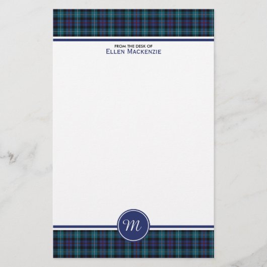 Mackenzie Clan Modern Tartan Monogram Stationery Briefpapier (Vorderseite)