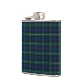 Mackenzie Clan Tartan Navy Blau und Grün Kariert Flachmann (Links)