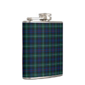 Mackenzie Clan Tartan Navy Blau und Grün Kariert Flachmann (Rechts)