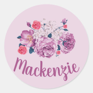 Mackenzie Name Blumen Custom Vintage Blumenmädchen Runder Aufkleber