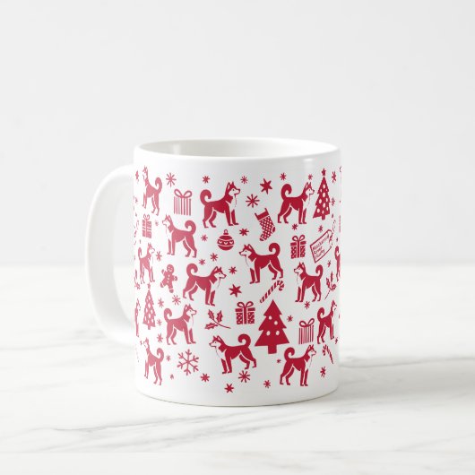 Mackenzie River Husky Weihnachtsdesign Kaffeetasse (Vorderseite Links)