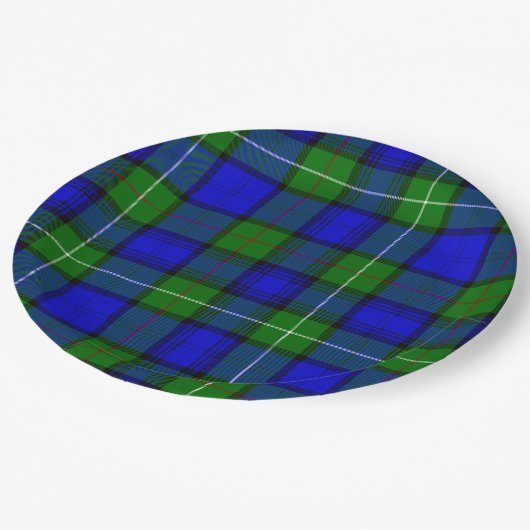 MacKenzie tartan blau kariert Pappteller (Schrägansicht)