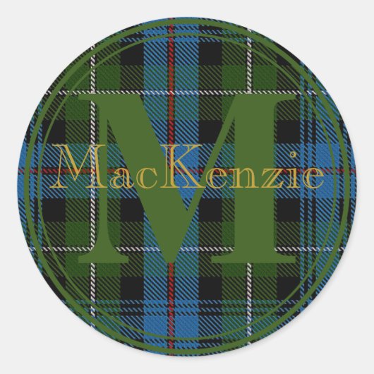 MacKenzie Tartan Gold Name-Initial Sticker Siegel (Vorderseite)