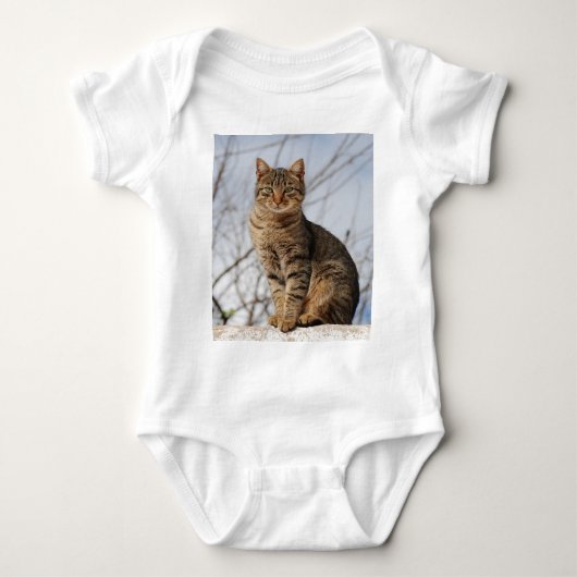 Mackerel Tabby Cat Baby Strampler (Vorderseite)