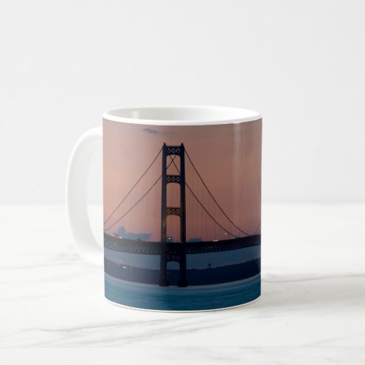 Mackinac Bridge bei der Abendkaffee-Tasse Kaffeetasse (Vorderseite Links)