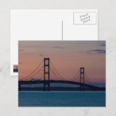 Mackinac Bridge bei der Abendkarte Postkarte (Vorne/Hinten)