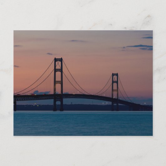 Mackinac Bridge bei der Abendkarte Postkarte (Vorderseite)